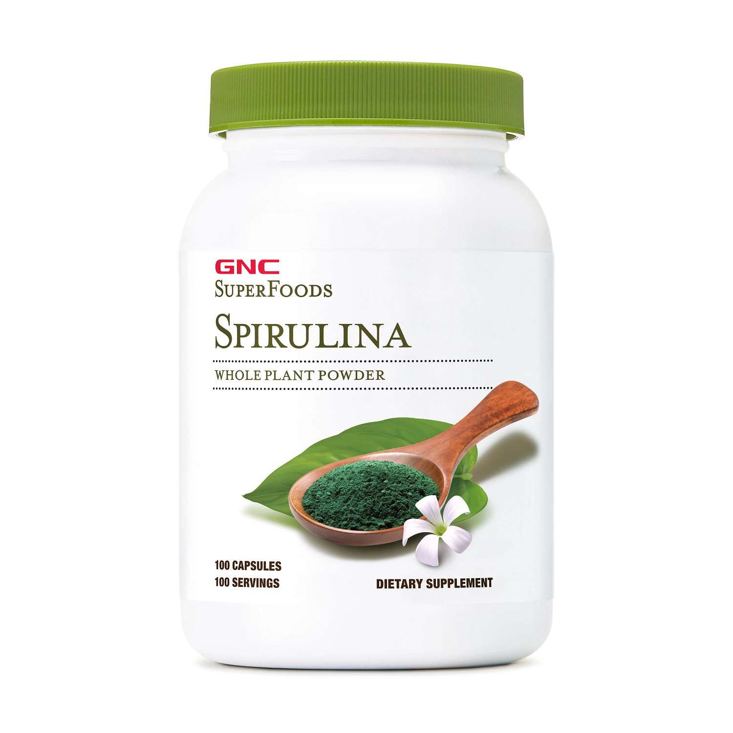 Spirulina Whole Plant Powder Capsules - 100 Capsules (100 Servings)